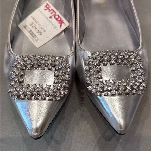 Nine West Silver Heels with Rhinestone Embellishment - Picture 4 of 4